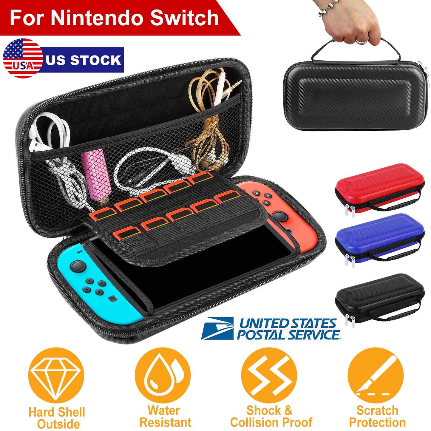 Hard Shell Carry Case for Nintendo Switch with Game Storage