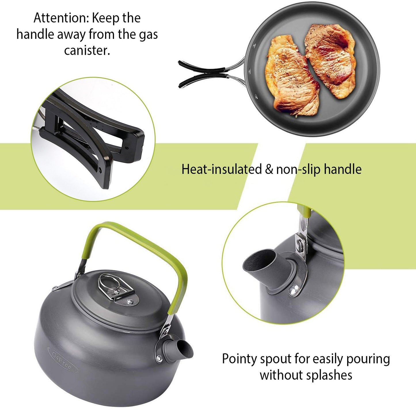 Camping Cookware Set 12-Piece with Pot, Pan & Kettle