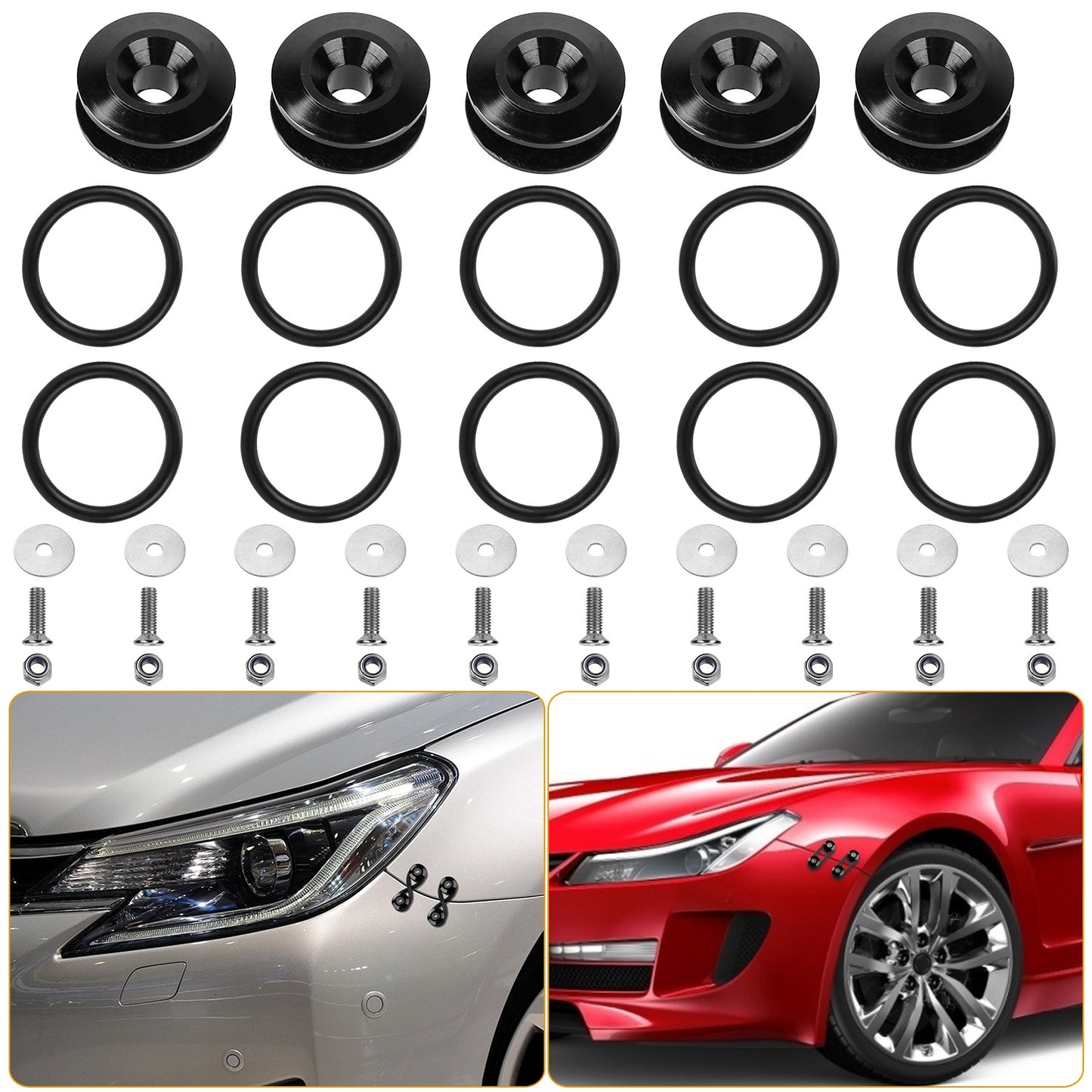 Quick Release Bumper Fasteners Kit - 5 Set Aluminum Alloy