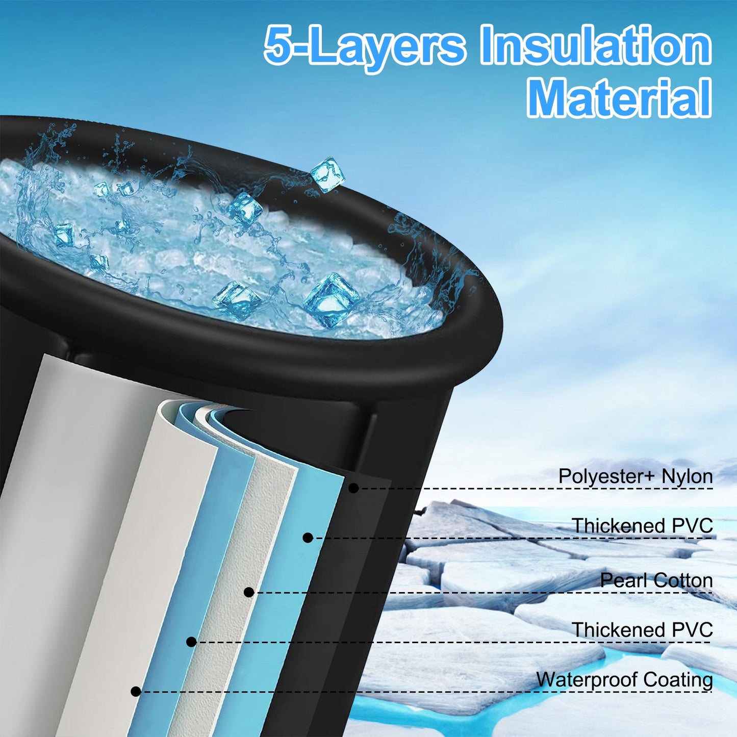 Ice Bath Tub 97 Gallon with Cover for Cold Water Therapy