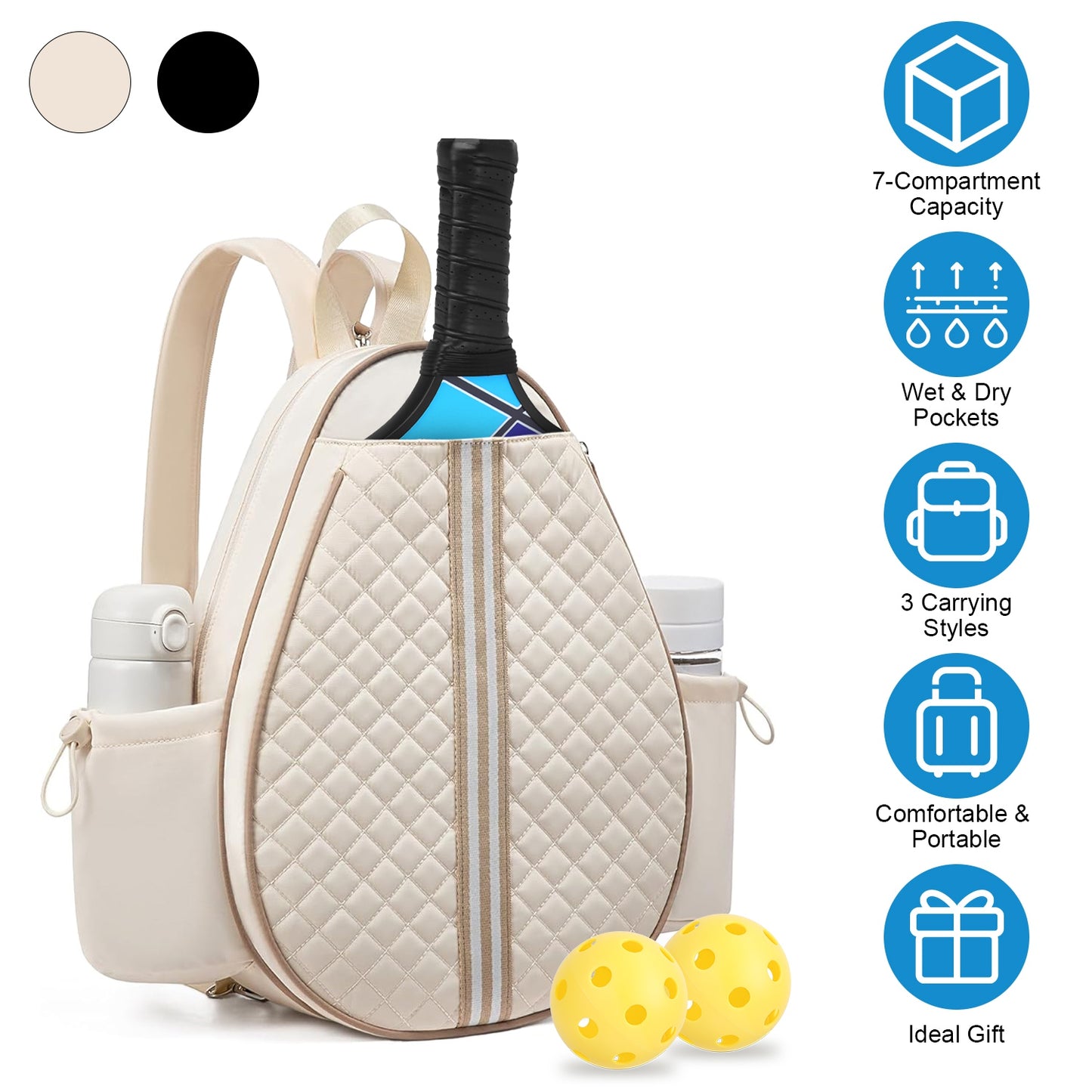Pickleball Sling Bag with Wet Pocket & Fence Hook
