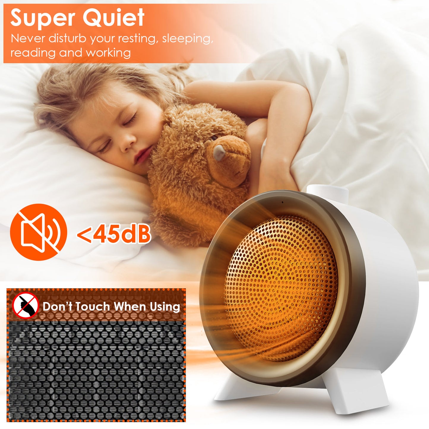 1000W Ceramic Space Heater with 3 Modes & Safety Shutoff