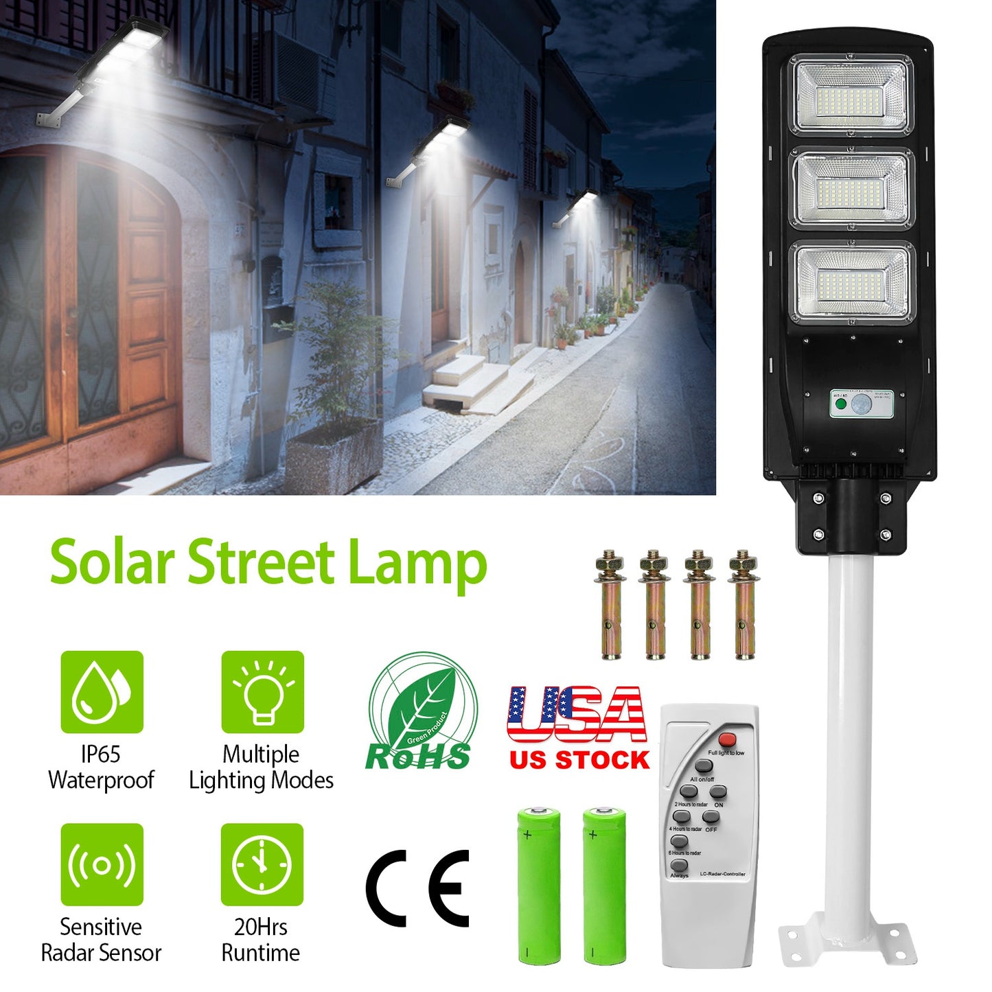 Solar Street Light 180 LED with Radar Sensor & Remote Control