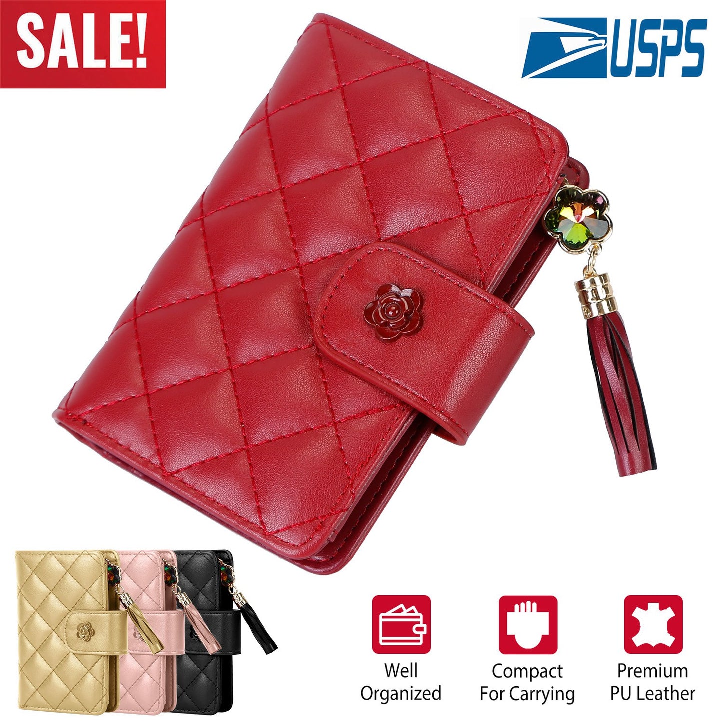 Women’s PU Leather Wallet with Tassel