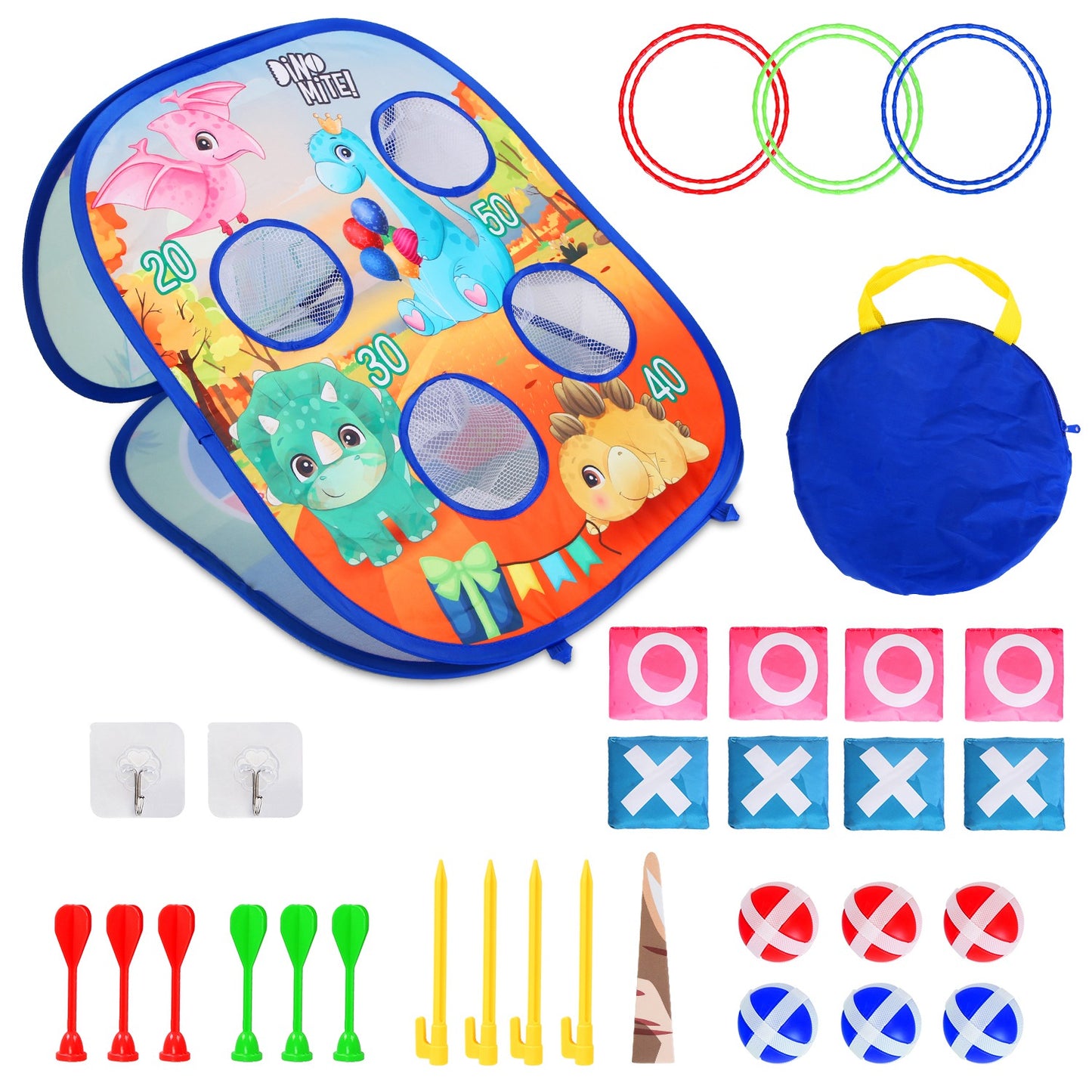 5-in-1 Bean Bag Toss Game Set with Dart Board & Storage Bag
