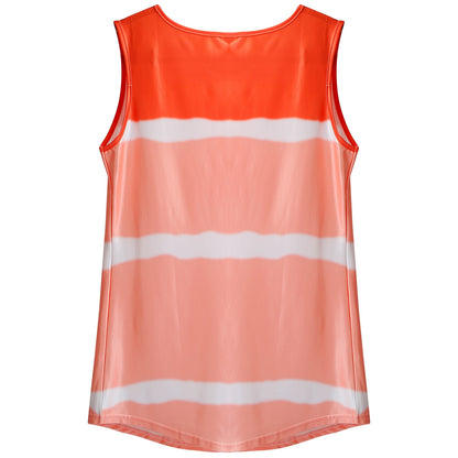 Women Tie-dye Sleeveless Tank Tops Summer Loose T Shirts Tops Button Down Shirts Vest Blouse Plus Size