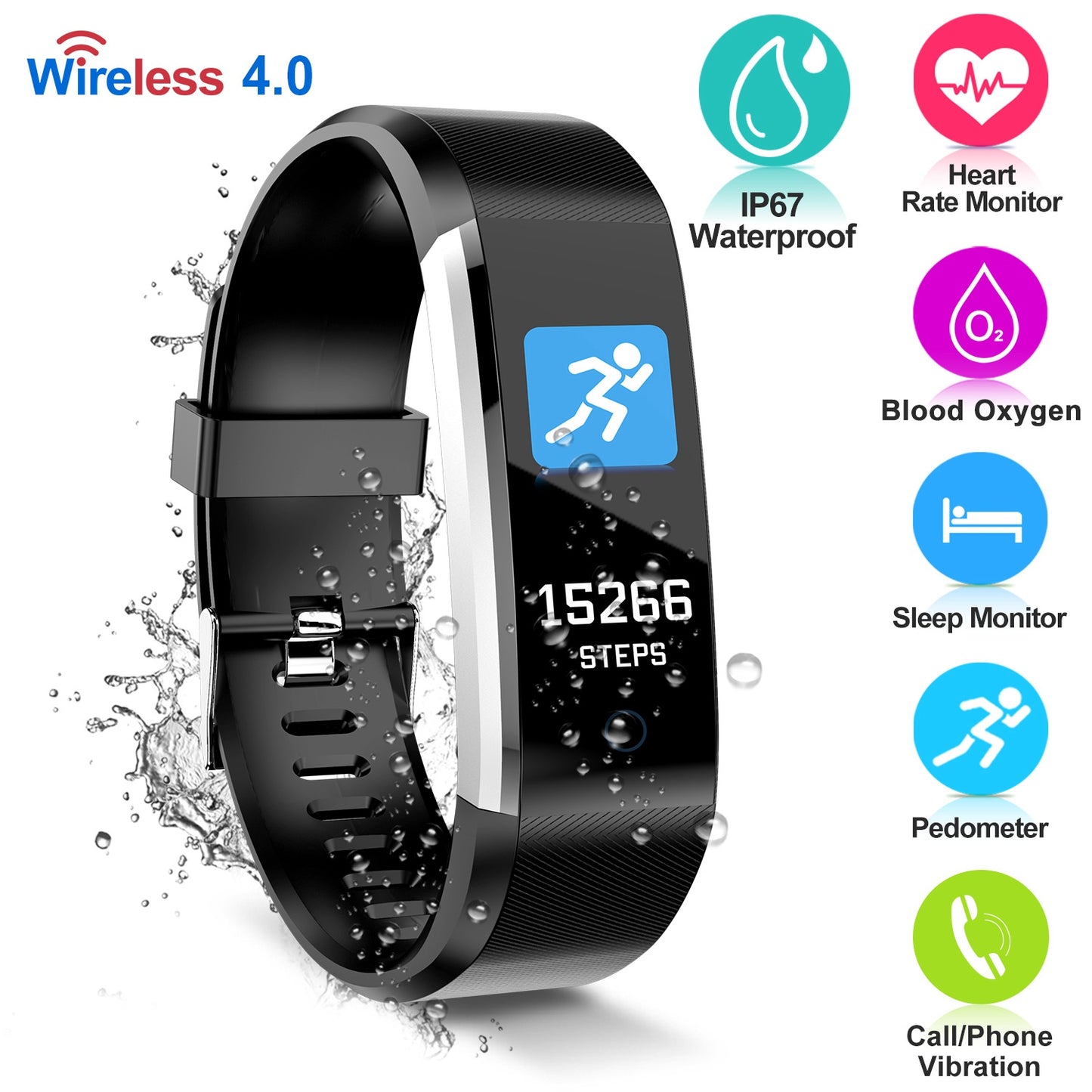 Fitness Tracker with Heart Rate Monitor & Sleep Tracking