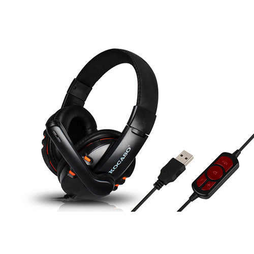 Dynamic Stereo Headphones with Adjustable Mic - Orange