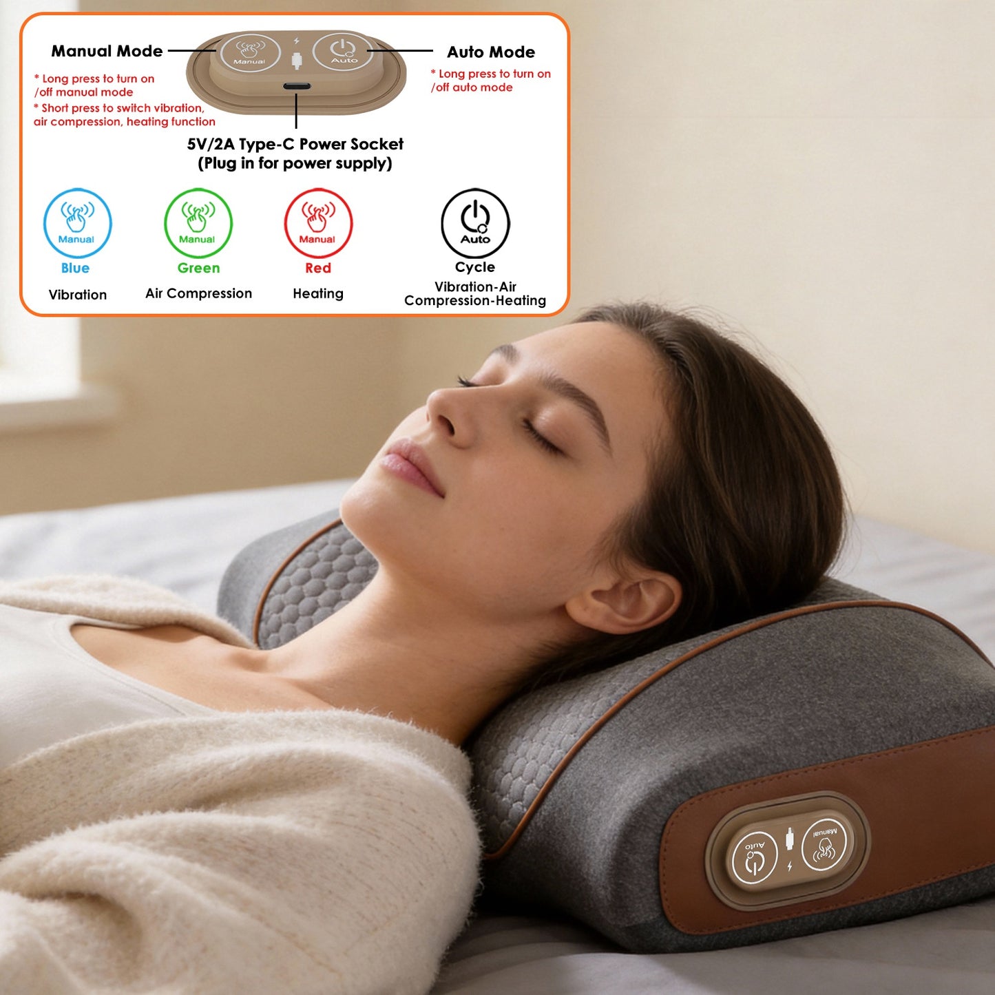 Neck Massager Pillow with Heat, Vibration & Air Compression