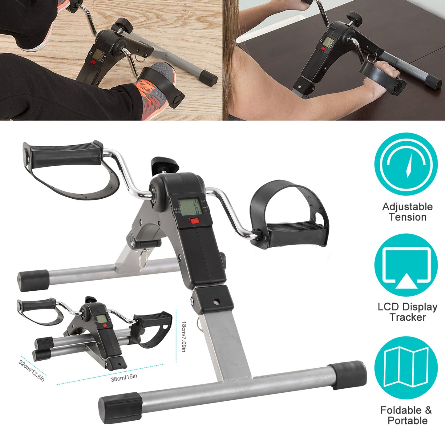 Mini Pedal Exerciser with LCD Display - Foldable