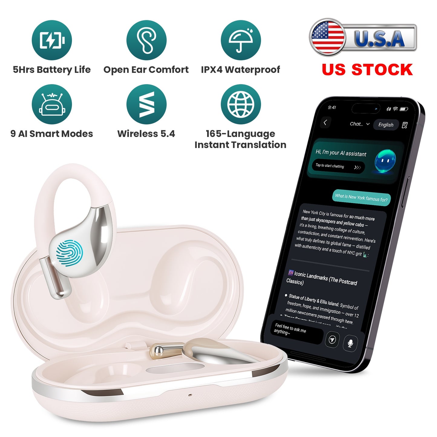 AI Translation Earbuds with 165 Languages & Real-Time Voice