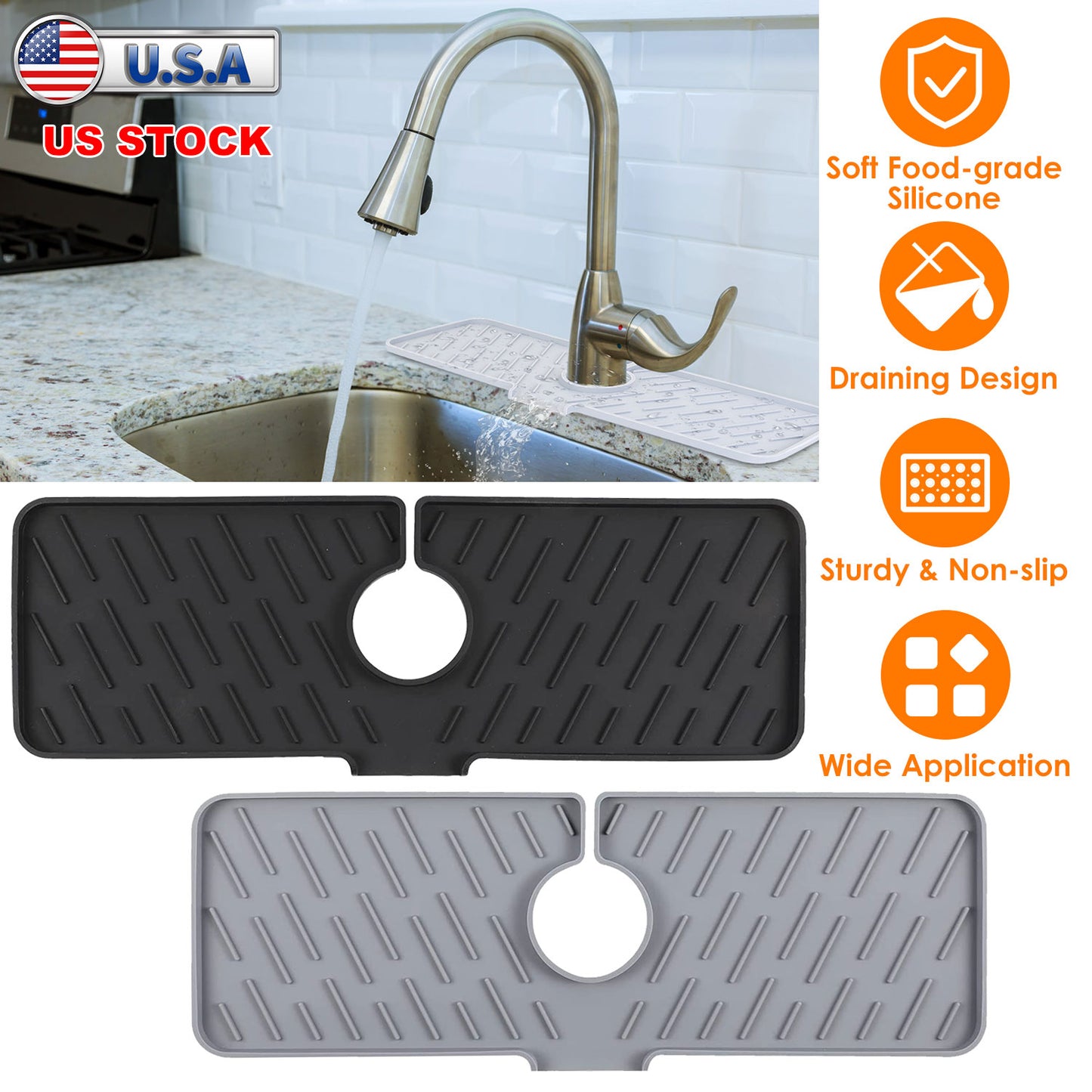 Silicone Faucet Mat for Kitchen Sink Splash Guard