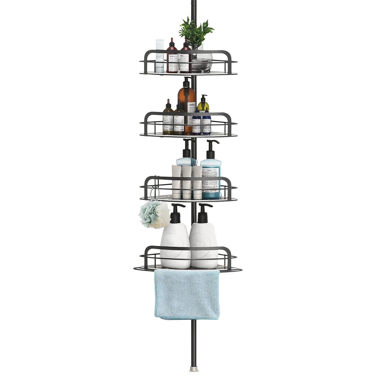 Corner Shower Caddy with 4 Adjustable Shelves