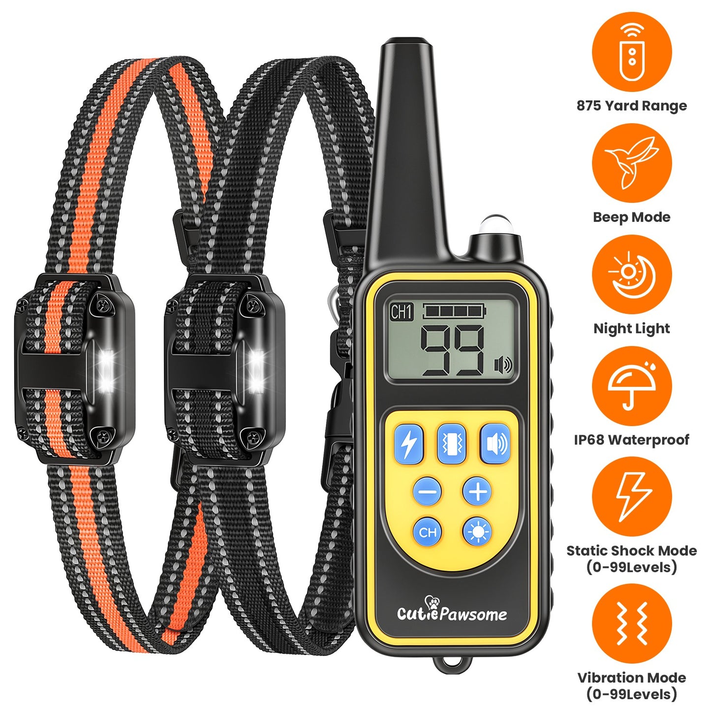 Dog Training Collar Receiver with Adjustable Belt IP67 Waterproof