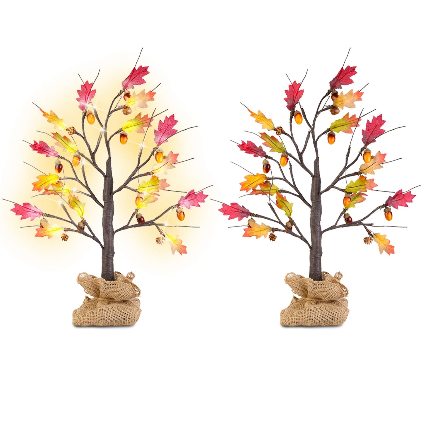 Lighted Maple Tree with 24 LED Beads & Timer (2-Pack)