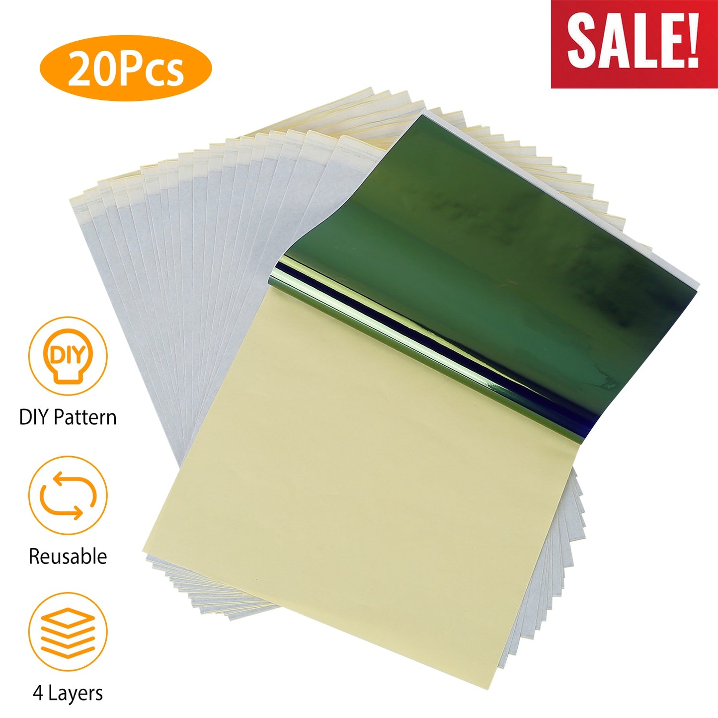 Tattoo Transfer Paper 4-Layer Stencil Sheets A4 (20-Pack)