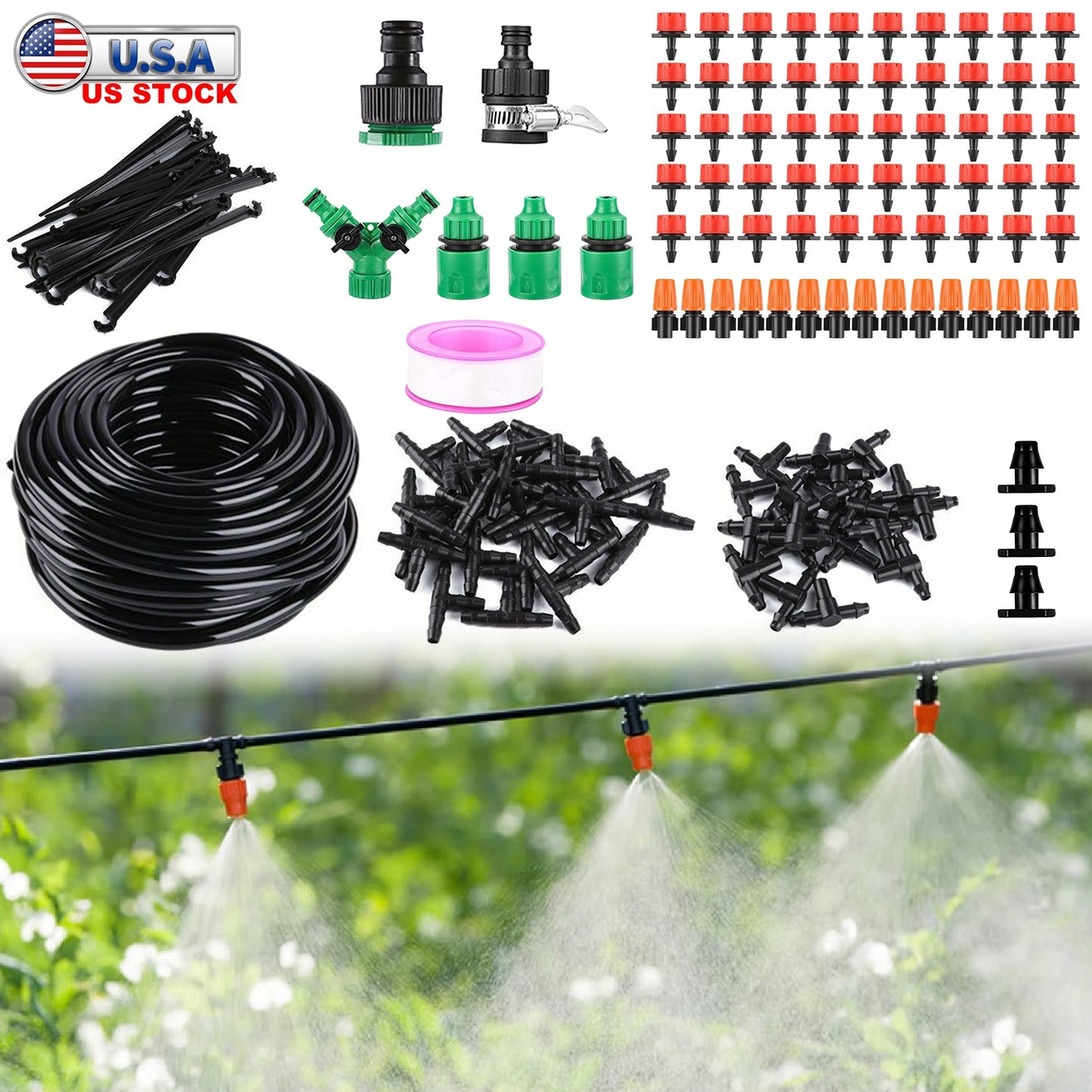 Drip Irrigation Kit 164FT Automatic Garden Watering System