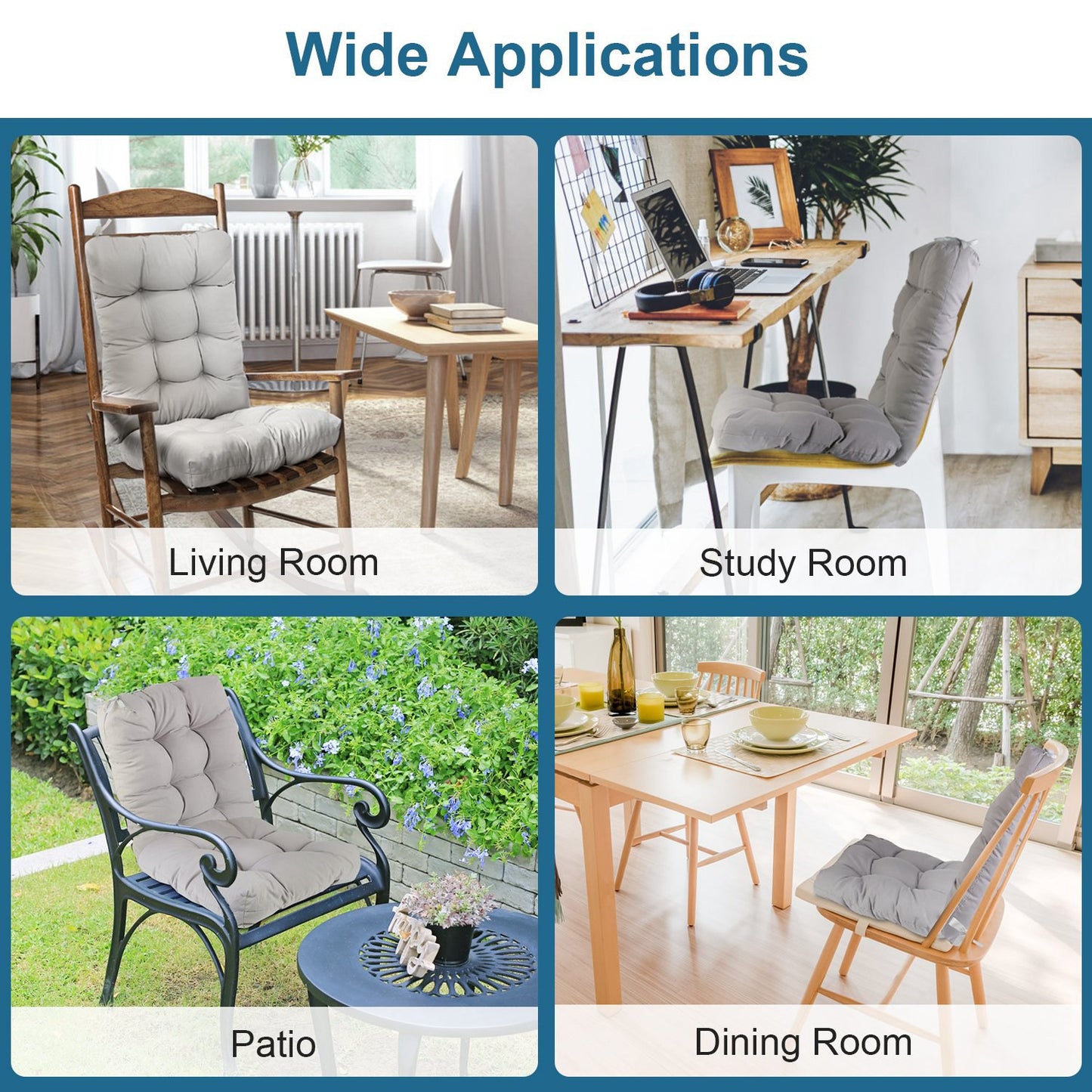 Rocking Chair Cushion Set - Waterproof with Non-Slip Ties