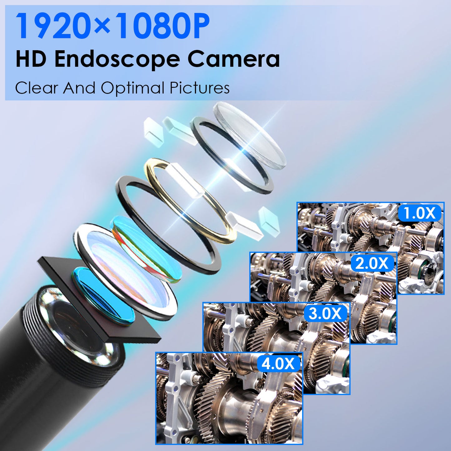1080P Endoscope Camera with 4.3" Screen and 16.4FT Cable