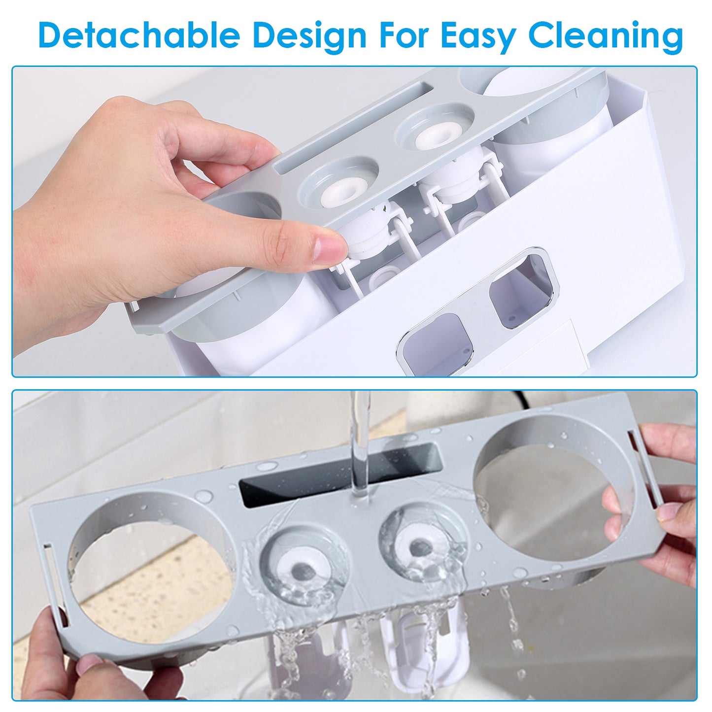 Wall Mount Toothbrush Holder with Automatic Toothpaste Dispenser