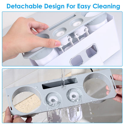 Wall Mount Toothbrush Holder with Automatic Toothpaste Dispenser