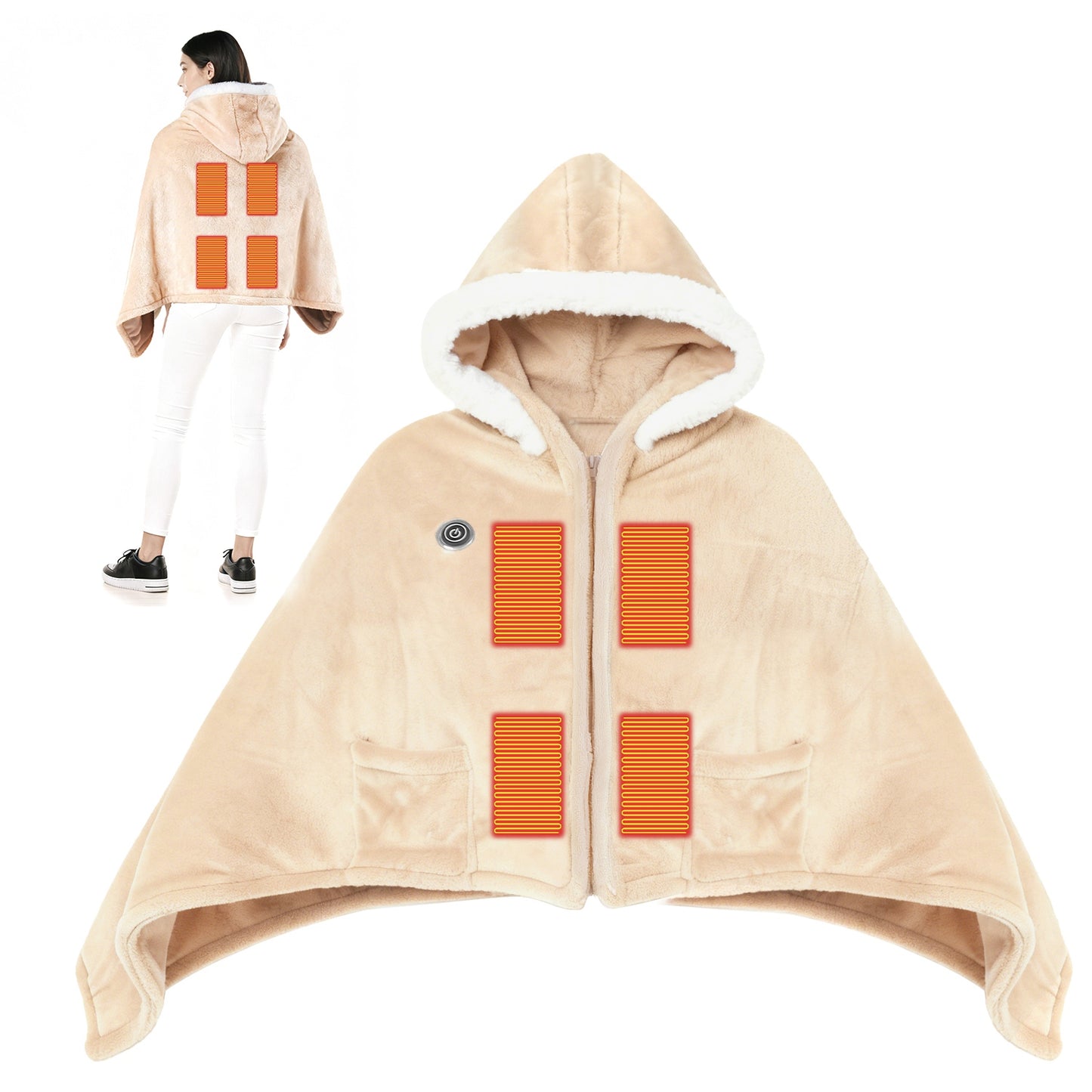 Wearable Heated Blanket with 8 Heating Zones & 3 Temperature Levels