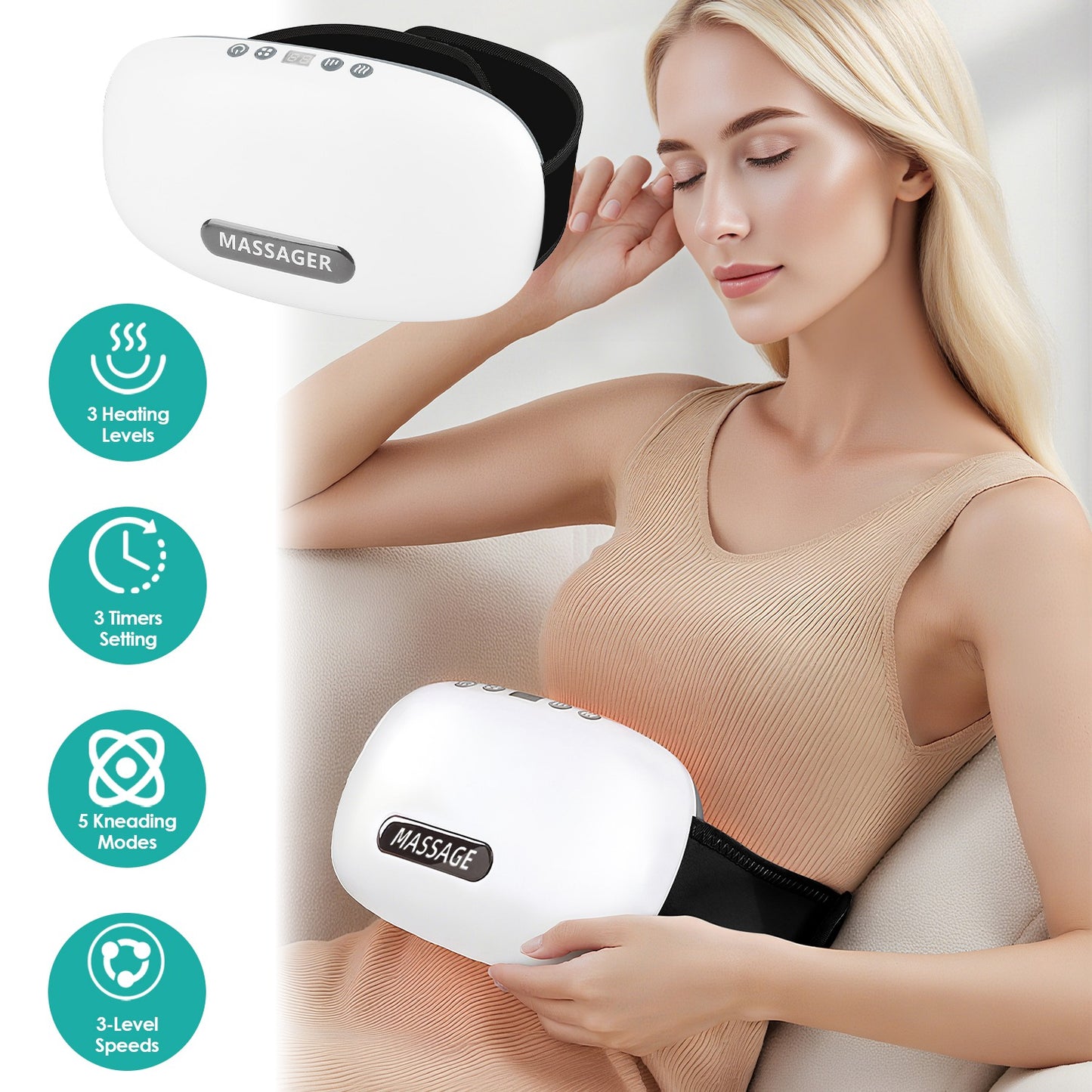 Abdominal Massager with Bian Stone, Red Light & Heat Therapy