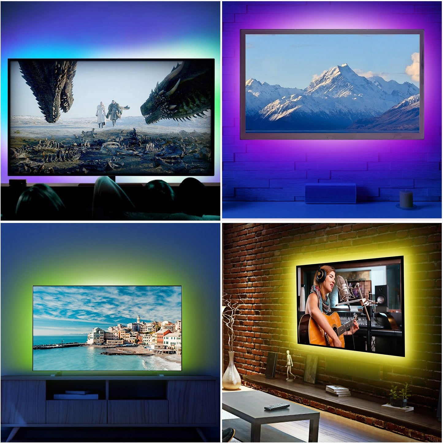 RGB LED TV Backlight Strip 6.56ft with Remote Control