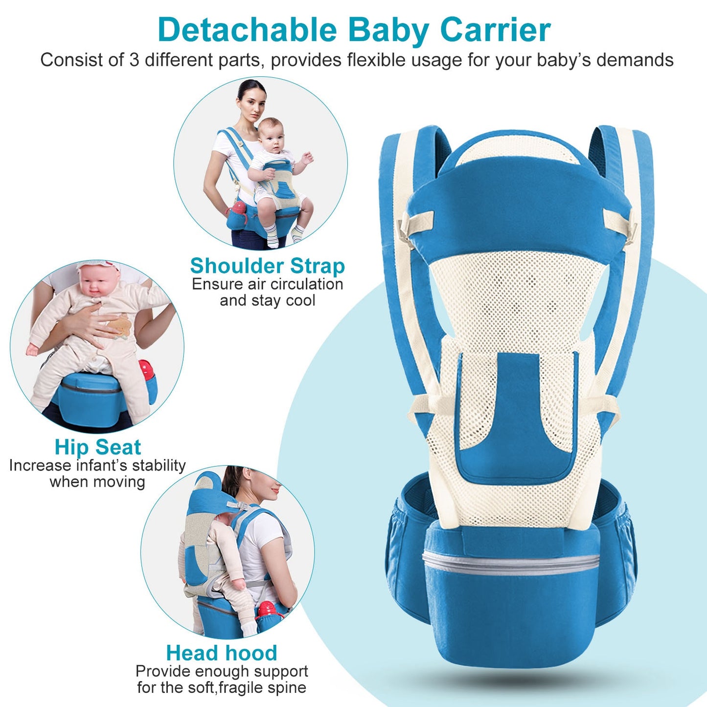 Ergonomic Baby Carrier with Hip Seat for 0-4 Years