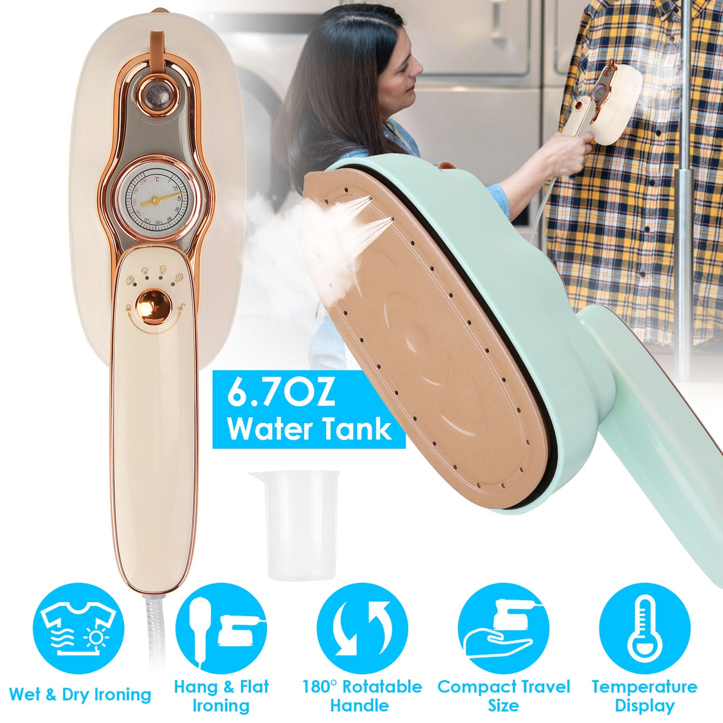 Foldable Handheld Garment Steamer 1200W with Dual Ironing Modes