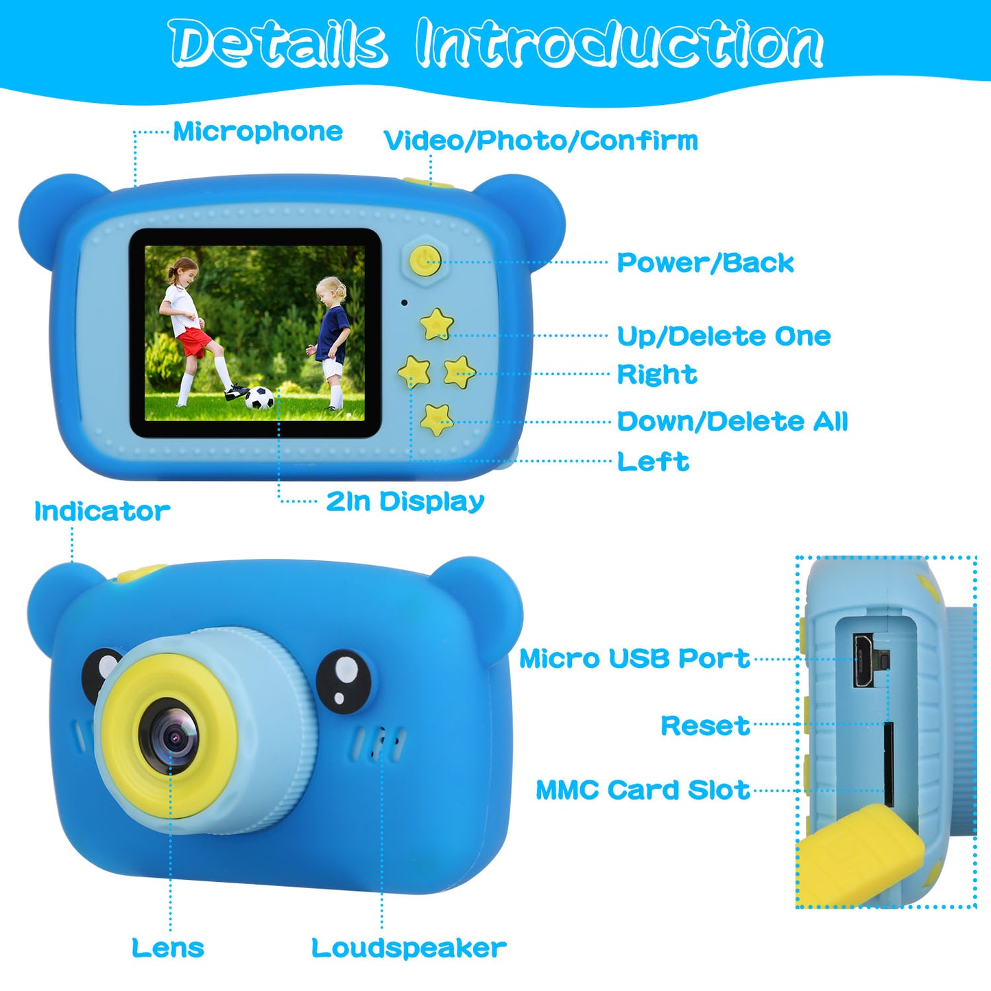 Kids Digital Camera with 2.0" Screen and 32GB Card