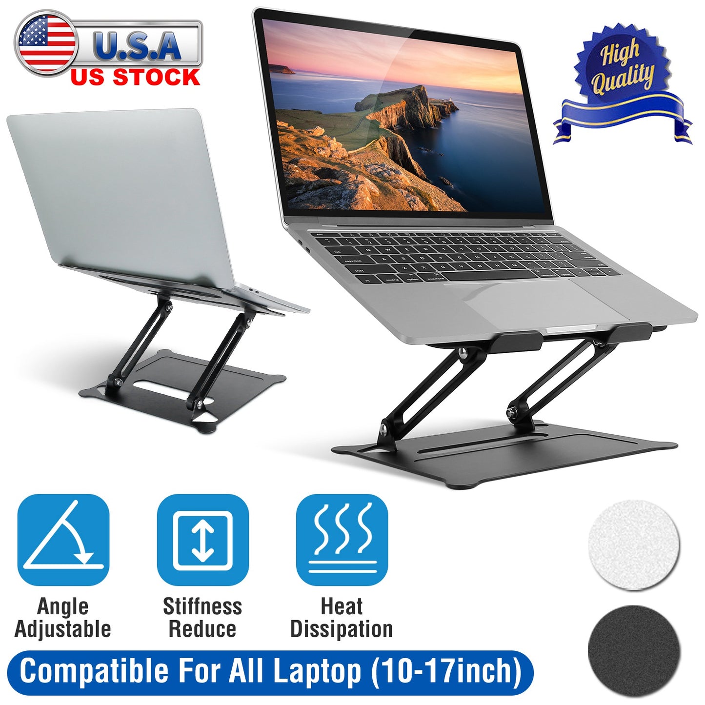 Adjustable Aluminum Laptop Stand for 10-17 Inch Notebooks