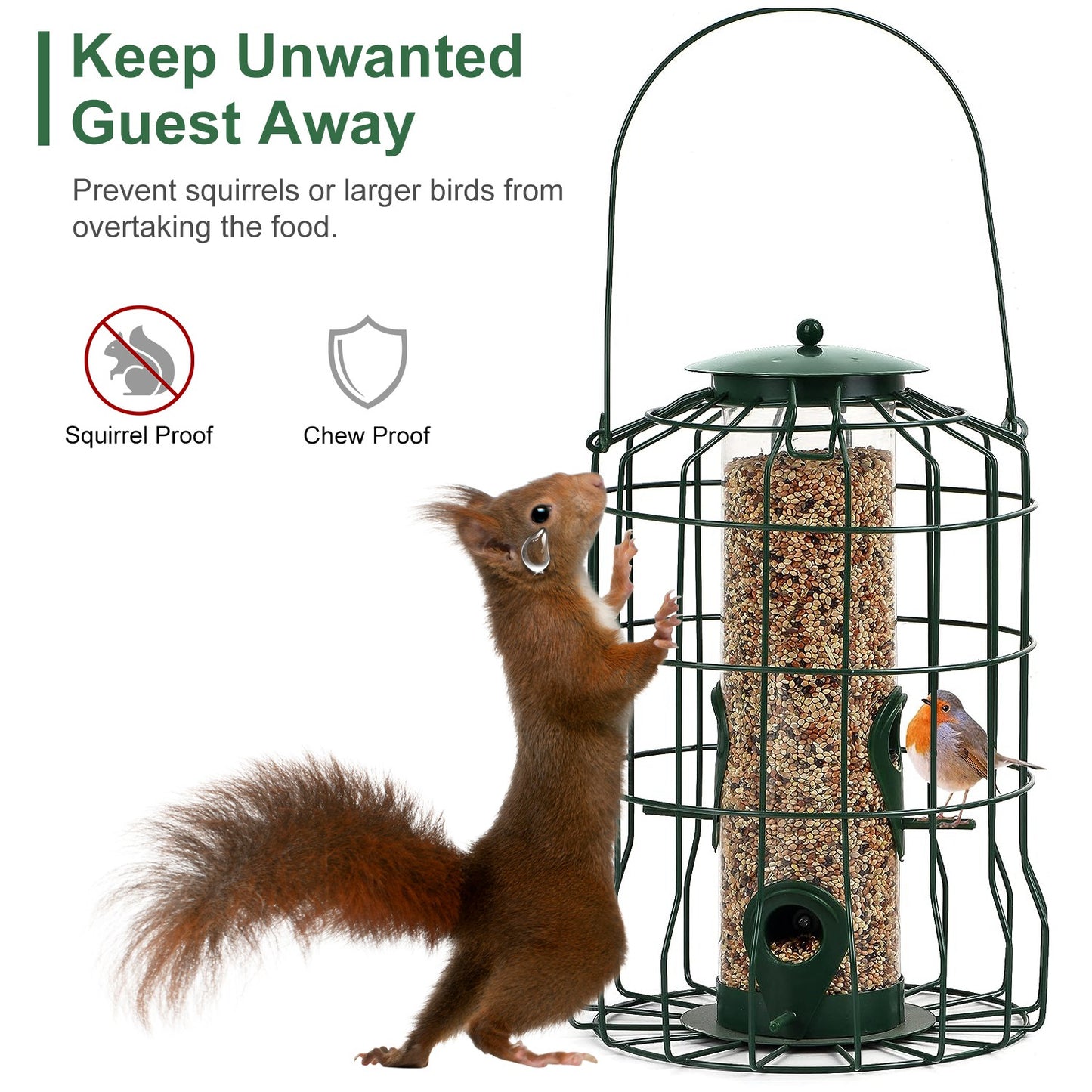 Squirrel-Proof Metal Bird Feeder with 4 Feeding Ports