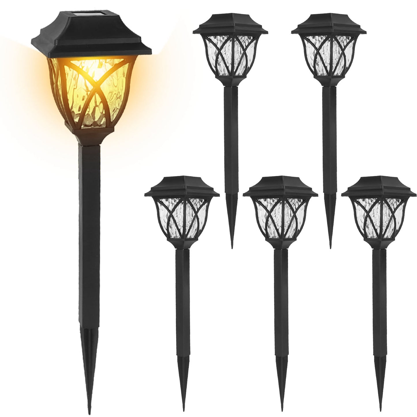 Solar Pathway Lights 6-Pack Waterproof Garden Stake Lamps