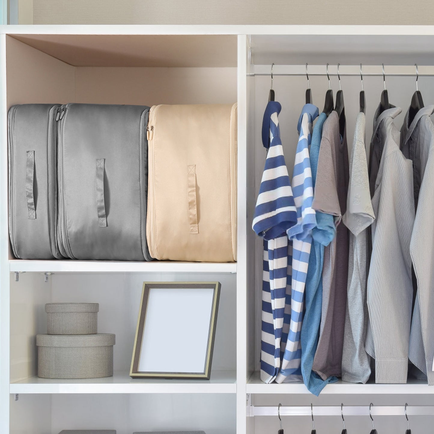 Foldable Storage Bag for Comforters and Bedding with Compression