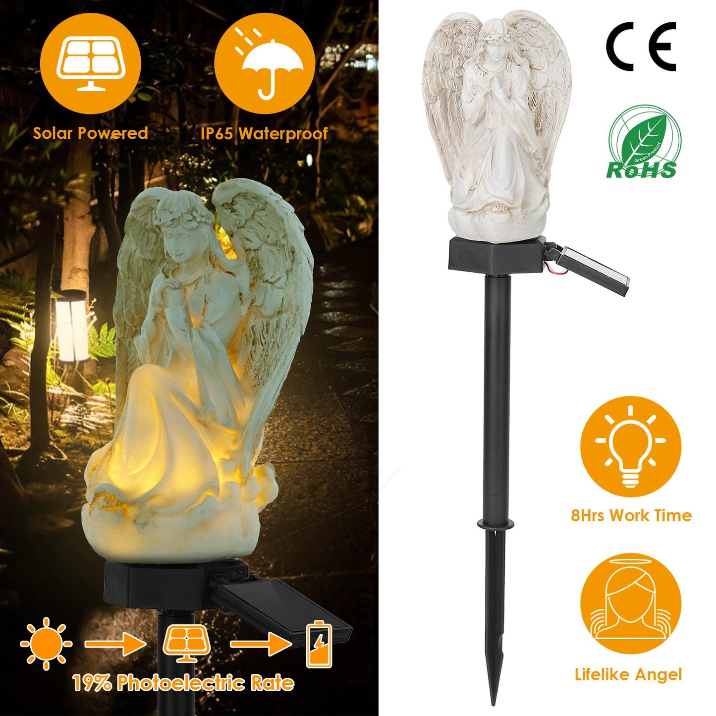 Solar Praying Angel Garden Light with LED Glow