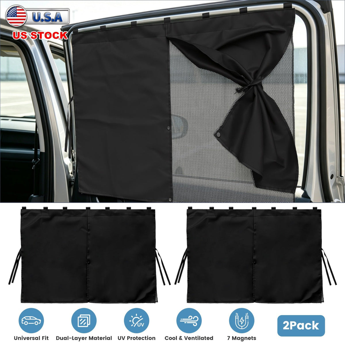 Magnetic Car Window Shades - 3 Adjustable Modes, UV Protection