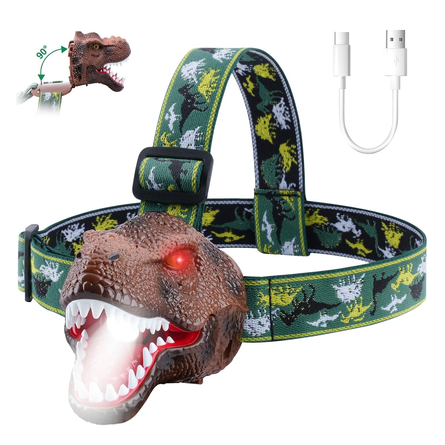 Dinosaur Headlamp for Kids with Realistic Roar Sound