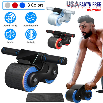 Automatic Rebound AB Roller Wheel with Kneel Pad & Phone Holder