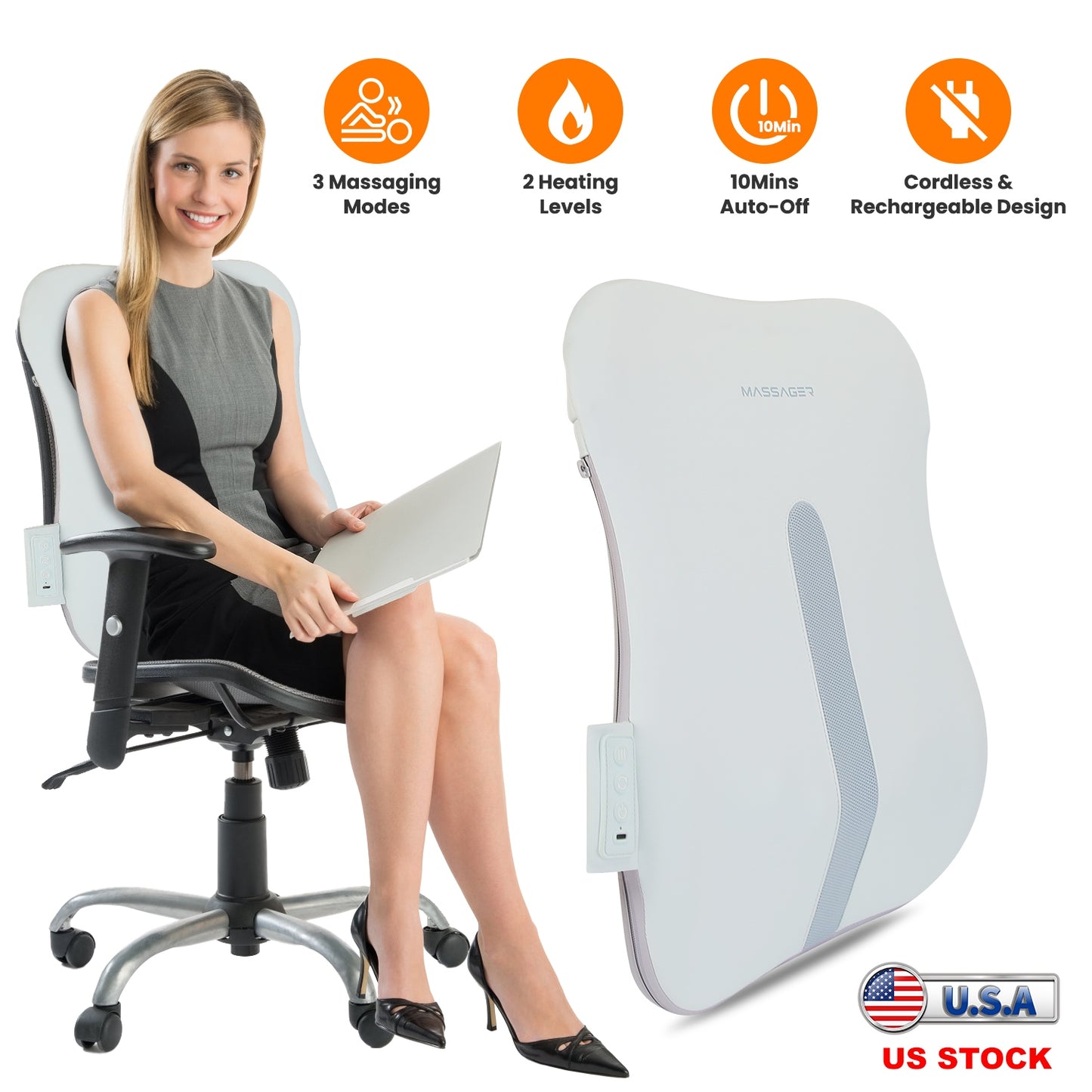 Shiatsu Back Massager with 3D Kneading & Cordless Design