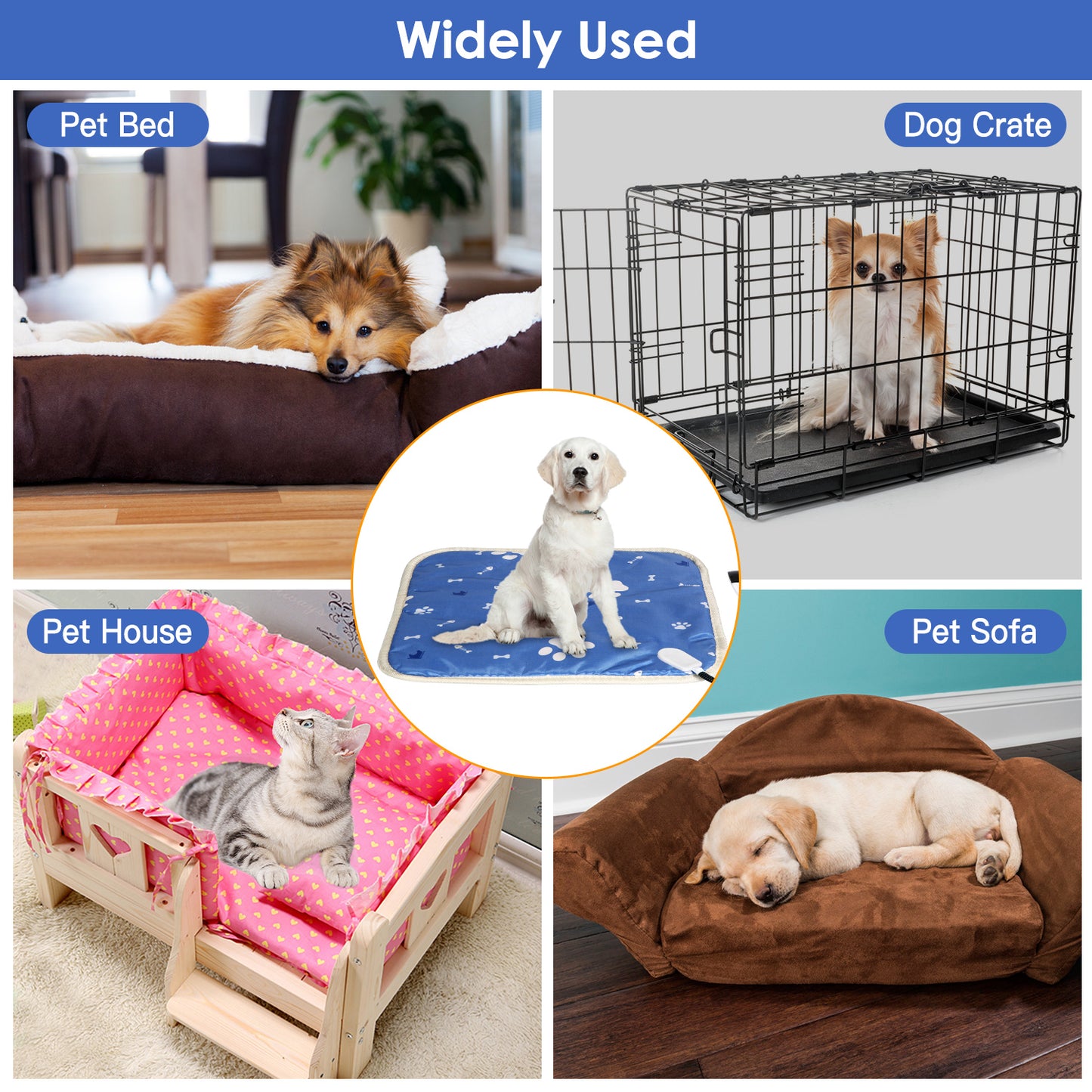 Pet Heating Pad with 9 Temperature Levels & Timer Settings