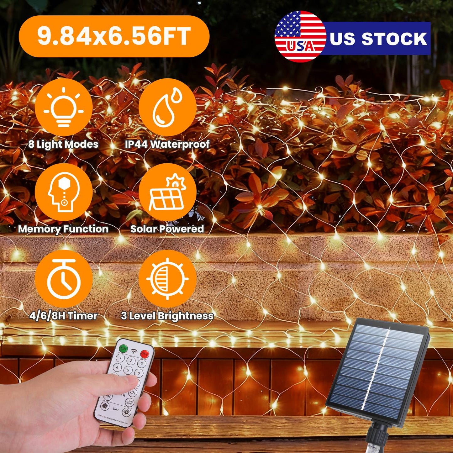 Solar Net Lights 192 LED 9.84x6.56ft Outdoor Waterproof