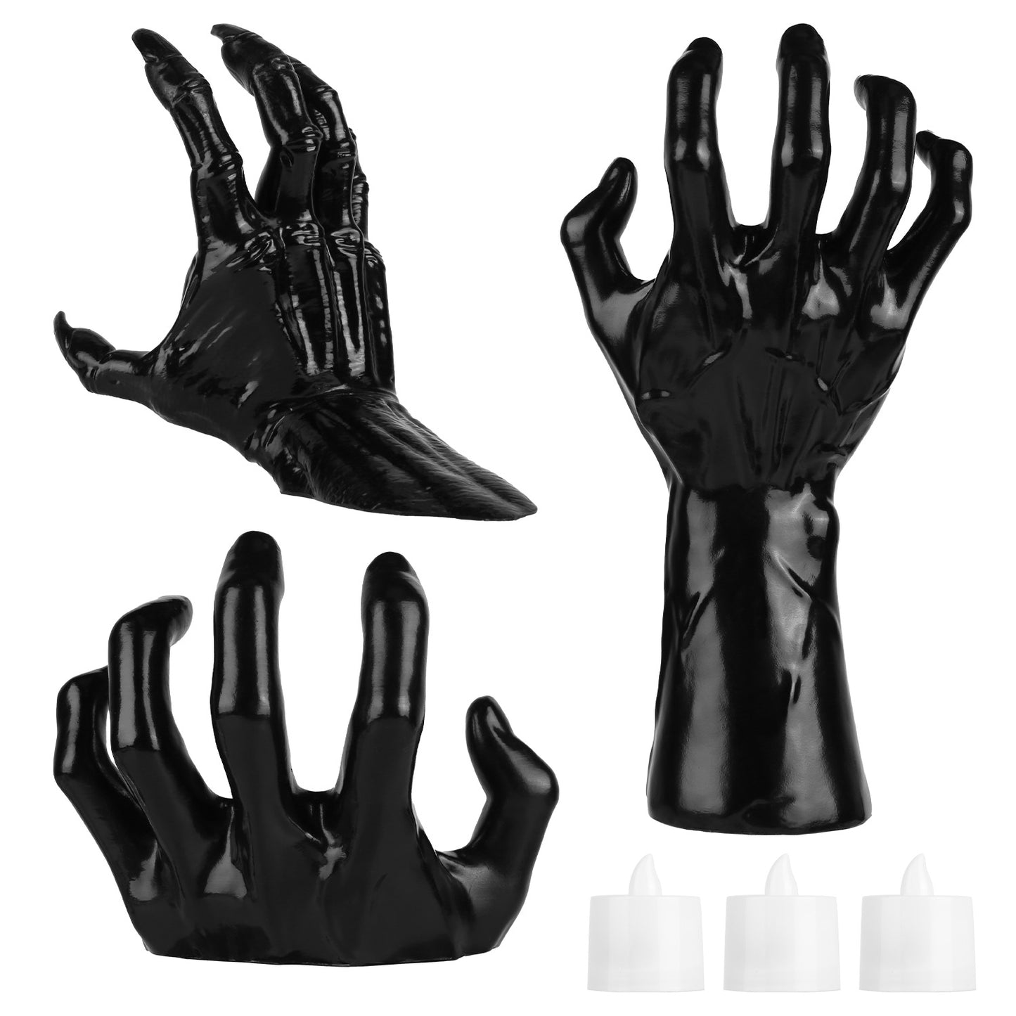 Creepy Reaching Hands Wall Decor with Lighted Candles 3-Piece