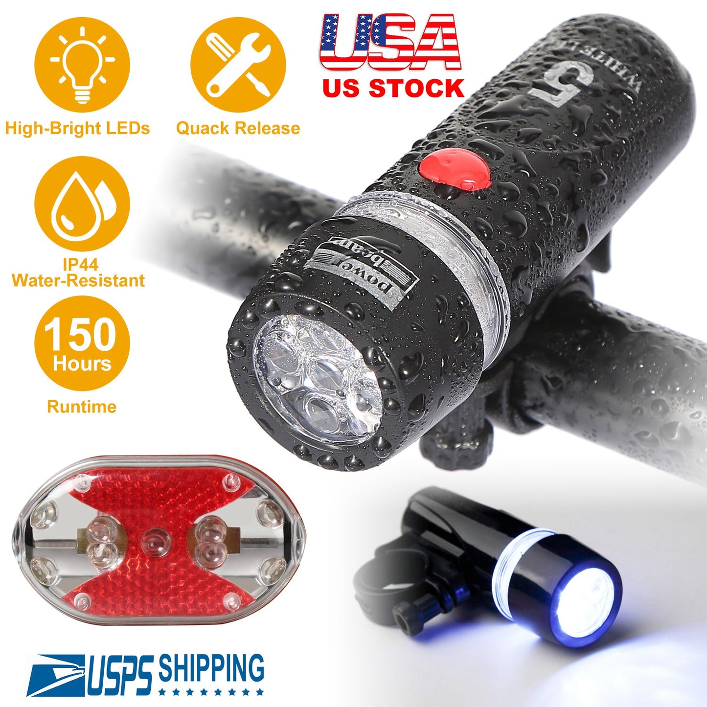 Bike Light Set Front and Rear LED Waterproof 8000LM