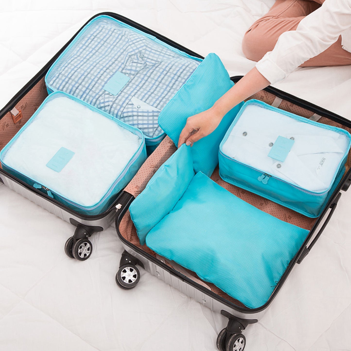 Travel Packing Cubes Set - 9 Piece Water-Resistant Organizer