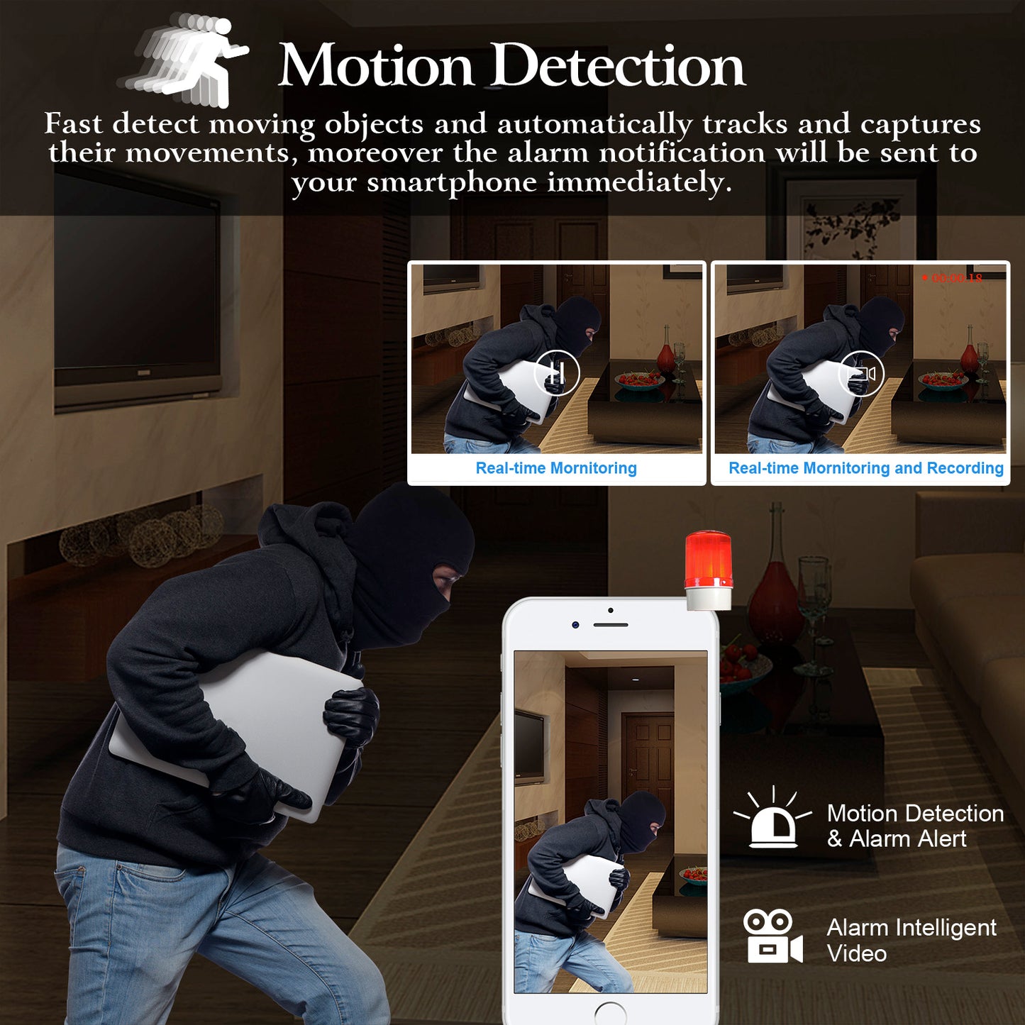720P WiFi IP Security Camera with Night Vision & Two-Way Audio
