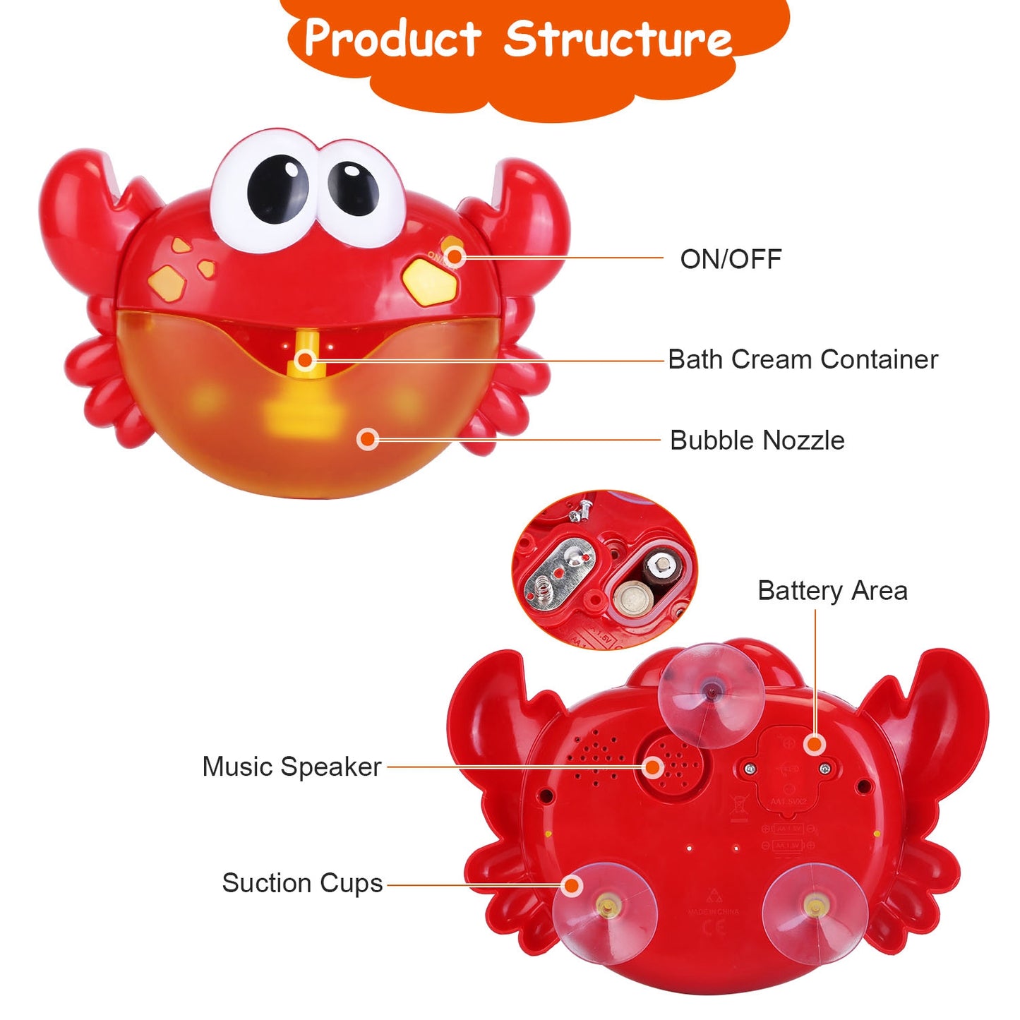 Musical Bubble Bath Maker Toy with Suction Cups for Toddlers