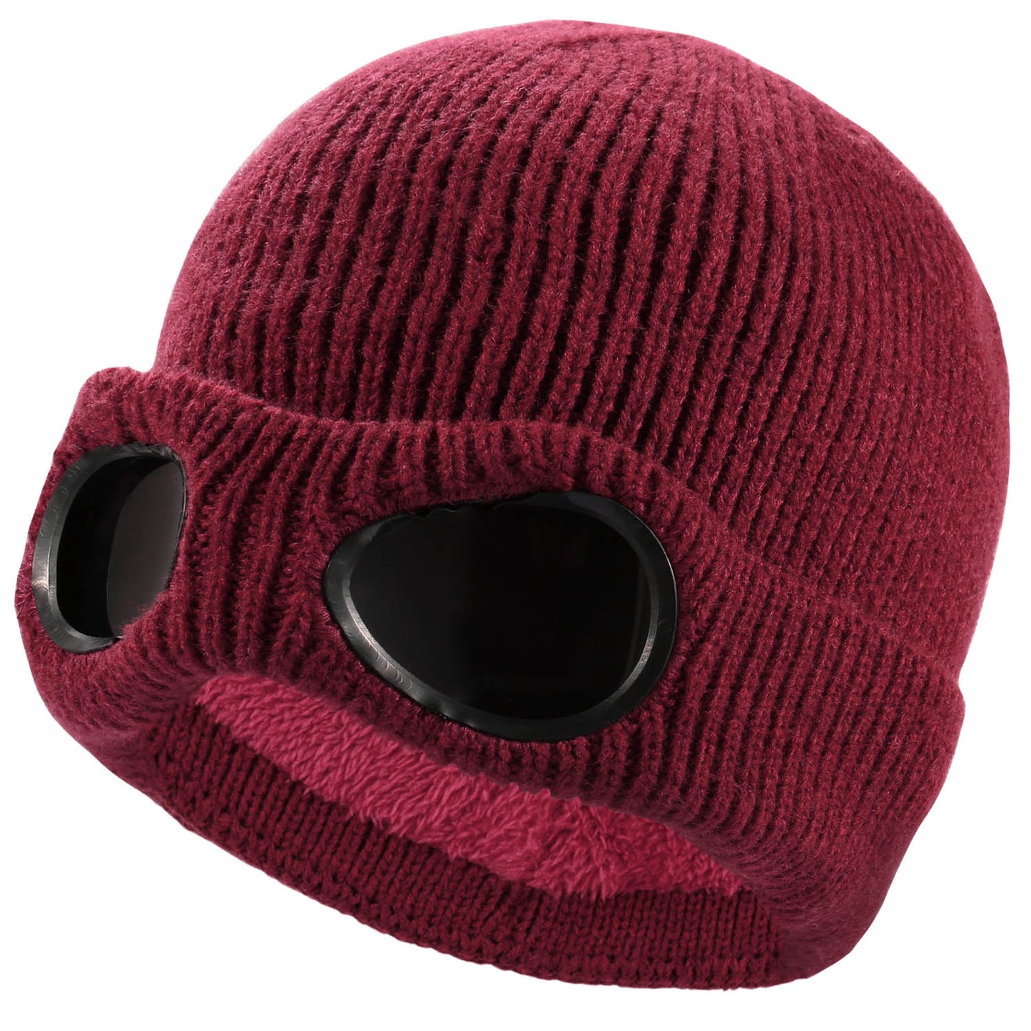 Knit Beanie Hat with Goggle - Warm Winter Skull Cap
