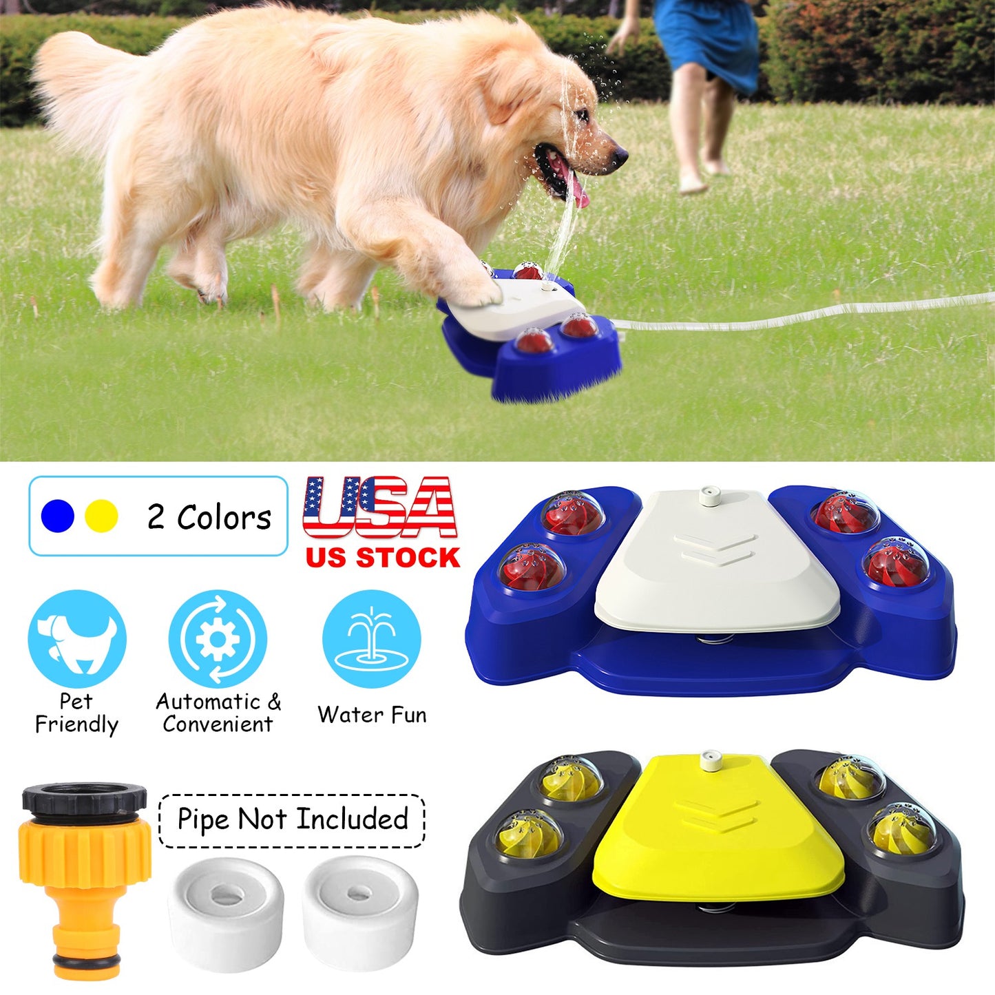 Step-On Dog Water Fountain with Sprinkler & Shower Balls