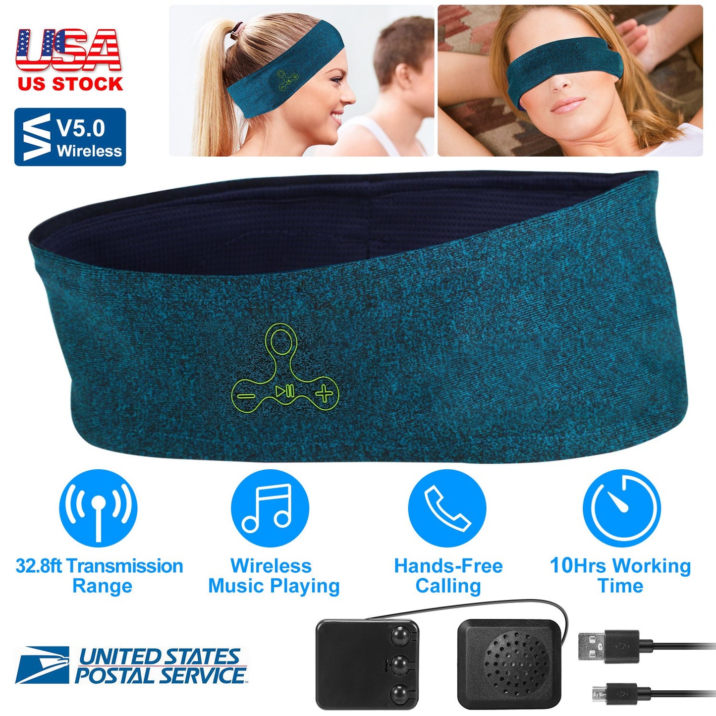 Wireless Sleep Headphones Headband with Bluetooth Speakers